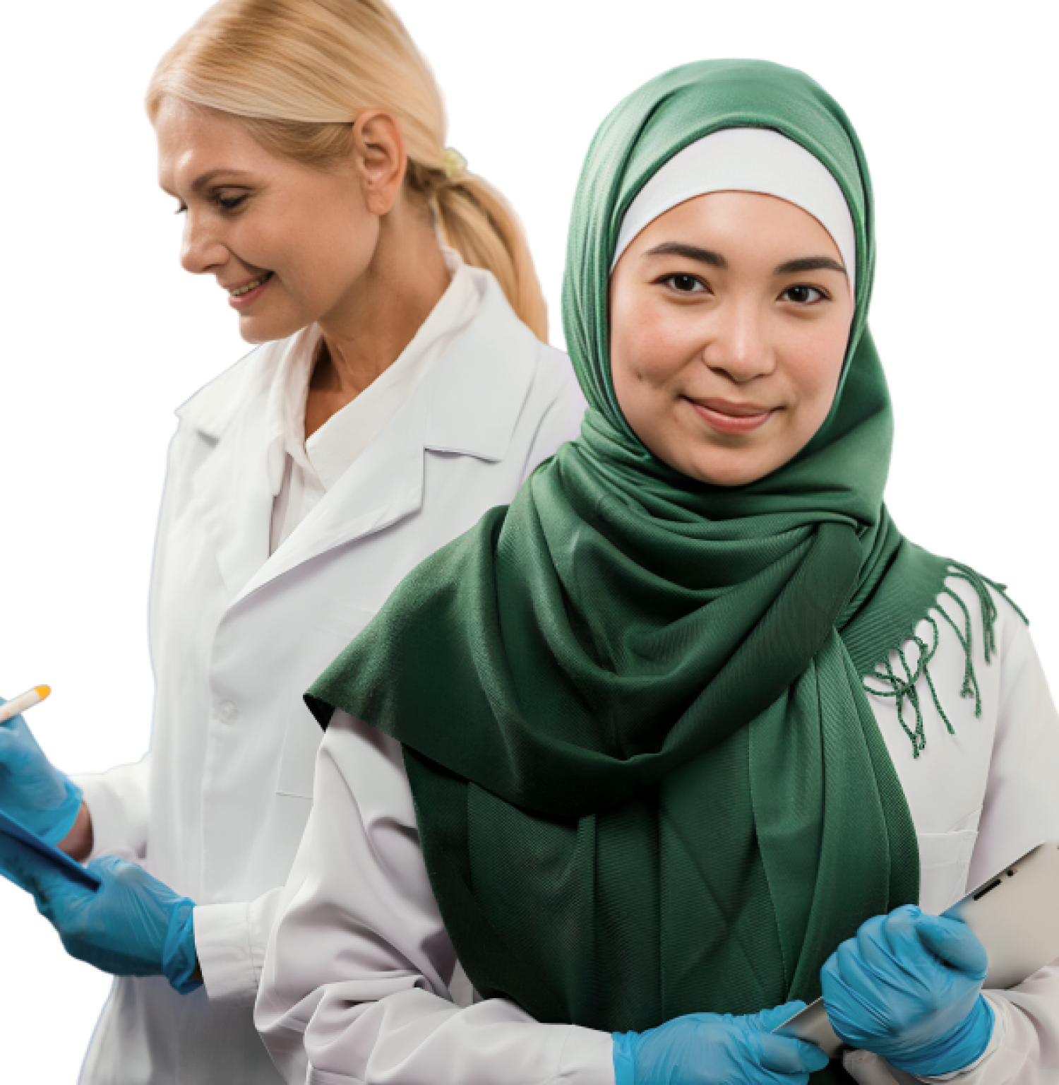 front-view-female-scientist-with-hijab-posing-lab-with-colleague (1)